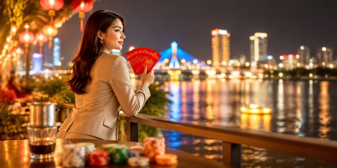 Người dùng Đà Nẵng cầm phong bì đỏ và ly cà phê bên điện thoại chơi cá cược